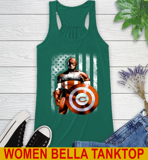 Chicago Bears NFL Football Captain America Marvel Avengers American Flag Shirt Racerback Tank 5