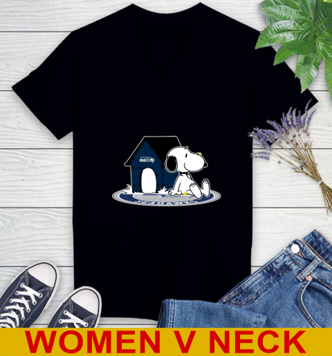 NFL Football Seattle Seahawks Snoopy The Peanuts Movie Shirt Women's V-Neck T-Shirt 2