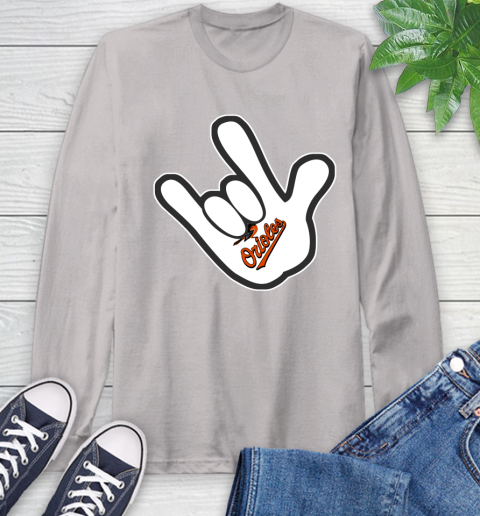 Baltimore Orioles MLB Baseball Mickey Rock Hand Disney Long Sleeve T-Shirt 12