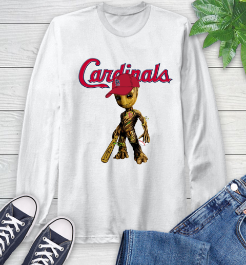 MLB St.Louis Cardinals Groot Guardians Of The Galaxy Baseball Long Sleeve T-Shirt