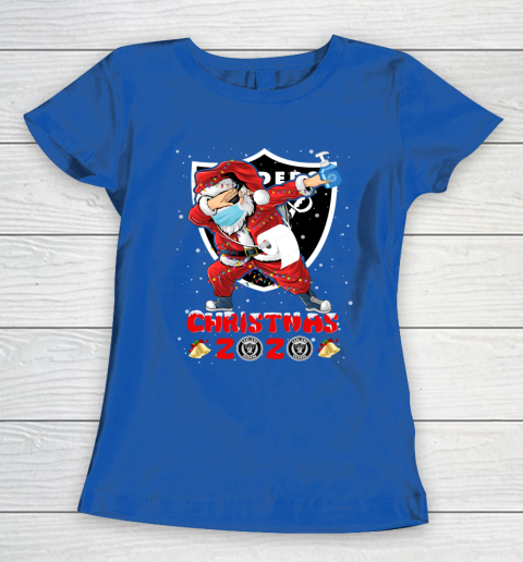 Oakland Raiders Funny Santa Claus Dabbing Christmas 2020 NFL Women's T-Shirt 8
