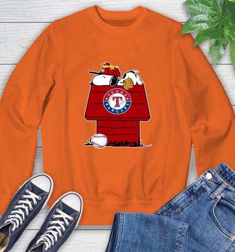 MLB Texas Rangers Snoopy Woodstock The Peanuts Movie Baseball T Shirt Sweatshirt 4