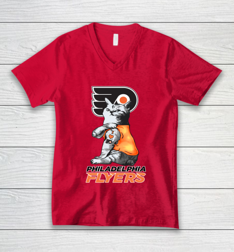 NHL My Cat Loves Philadelphia Flyers Hockey V-Neck T-Shirt 6