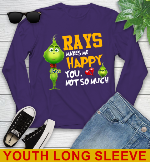 MLB Tampa Bay Rays Makes Me Happy You Not So Much Grinch Baseball Sports Youth Long Sleeve 4