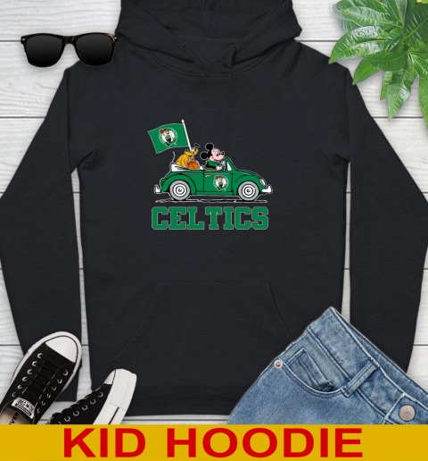 NBA Basketball Boston Celtics Pluto Mickey Driving Disney Shirt Youth Hoodie 2