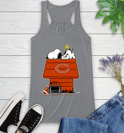 Chicago Bears NFL Football Snoopy Woodstock The Peanuts Movie Racerback Tank Athletic Heather Chicago Bears NFL Football Snoopy Woodstock The Peanuts Movie Racerback Tank 5