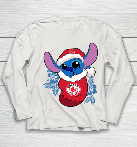 Boston Red Sox Christmas Stitch In The Sock Funny Disney MLB Youth Long Sleeve 11