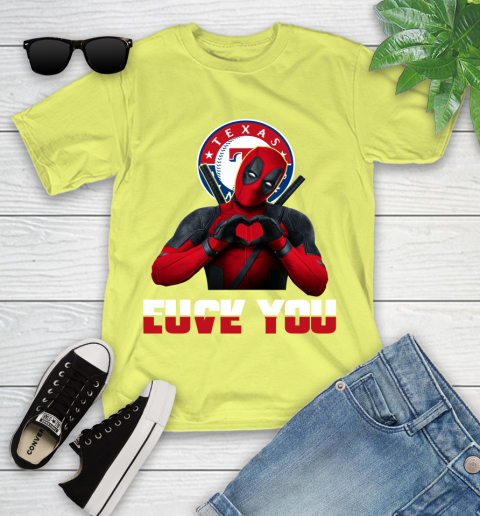 MLB Texas Rangers Deadpool Love You Fuck You Baseball Sports Youth T-Shirt 10
