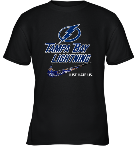 NHL Tampa Bay Lightnings x Nike Just Hate Us ywyf nhltampa bay lightnings x nike just hate us youth t shirt 26 front black