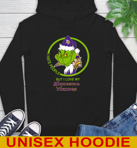 Minnesota Vikings NFL Christmas Grinch I Hate People But I Love My Favorite Football Team Hoodie 2