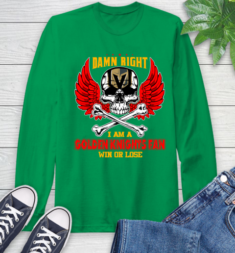 NHL Damn Right I Am A Vegas Golden Knights Win Or Lose Skull Hockey Sports Long Sleeve T-Shirt 8