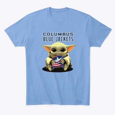 mo3u baby yoda hugs the columbus blue jackets classic t shirt 2 front carolina blue