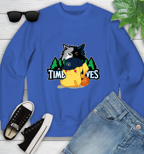 NBA Pikachu Basketball Sports Minnesota Timberwolves Youth Sweatshirt 8