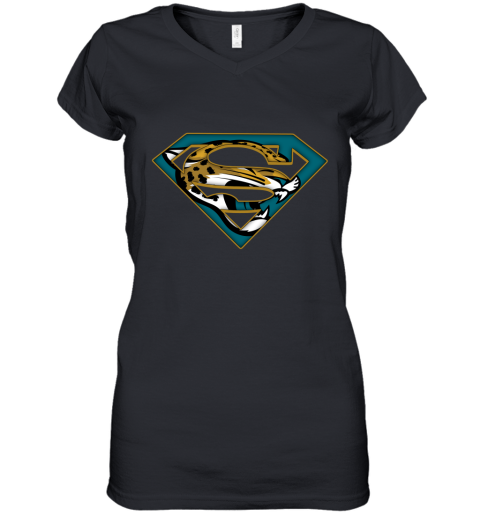 We Are Undefeatable Jacksonville Jaguars x Superman NFL Women's V-Neck T-Shirt