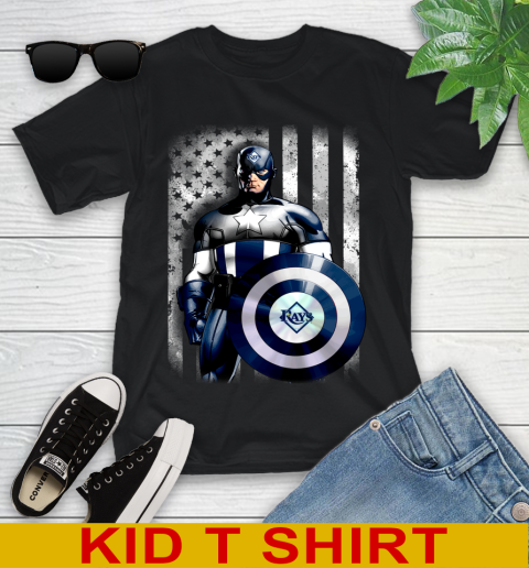 Tampa Bay Rays MLB Baseball Captain America Marvel Avengers American Flag Shirt Youth T-Shirt