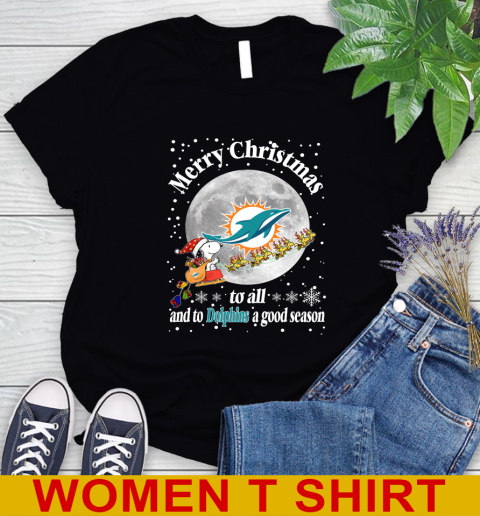 Miami Dolphins Merry Christmas To All And To Dolphins A Good Season NFL Football Sports Women's T-Shirt