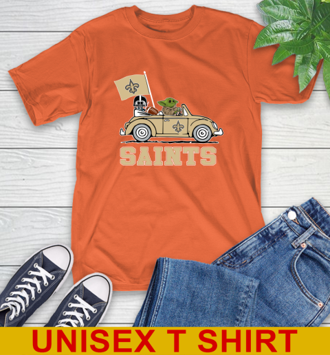 NFL Football New Orleans Saints Darth Vader Baby Yoda Driving Star Wars Shirt T-Shirt 5