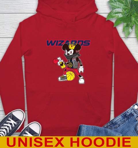 Washington Wizards NBA Basketball Mickey Peace Sign Sports Hoodie 10