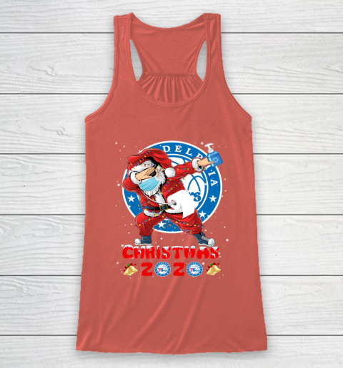 Philadelphia 76ers Funny Santa Claus Dabbing Christmas 2020 NBA Racerback Tank 3
