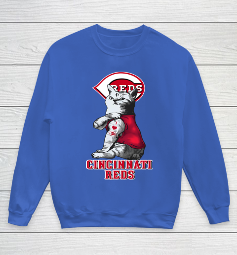 MLB Baseball My Cat Loves Cincinnati Reds Youth Sweatshirt 6