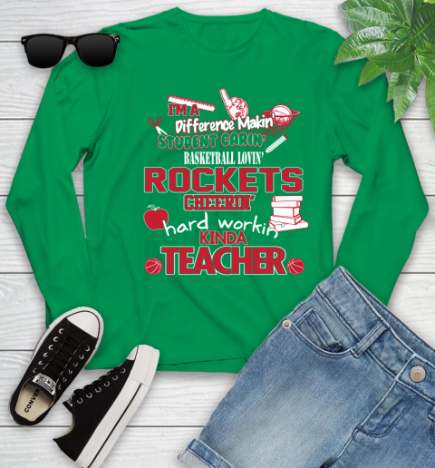 Houston Rockets NBA I'm A Difference Making Student Caring Basketball Loving Kinda Teacher Youth Long Sleeve 7