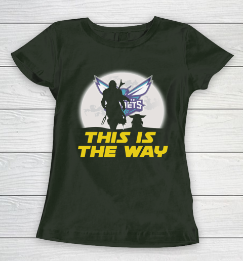 Charlotte Hornets NBA Basketball Star Wars Yoda And Mandalorian This Is The Way Women's T-Shirt 4