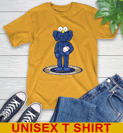 MLB Baseball Milwaukee Brewers Kaws Bff Blue Figure Shirt T-Shirt - Image 4