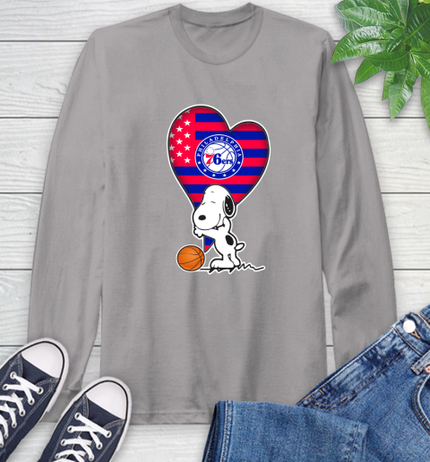 Philadelphia 76ers NBA Basketball The Peanuts Movie Adorable Snoopy Long Sleeve T-Shirt 6