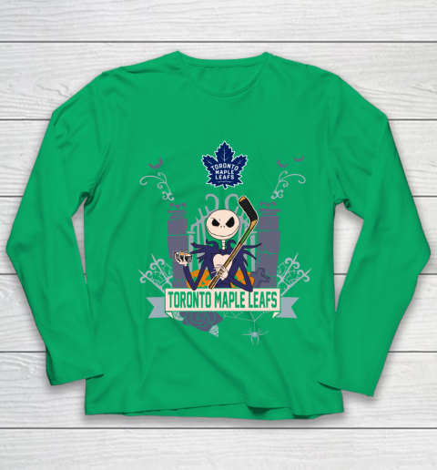 NHL Toronto Maple Leafs Hockey Jack Skellington Halloween Youth Long Sleeve 4