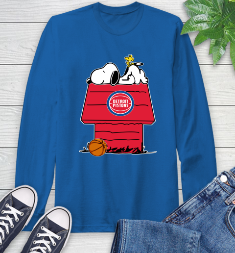 Detroit Pistons NBA Basketball Snoopy Woodstock The Peanuts Movie Long Sleeve T-Shirt 9