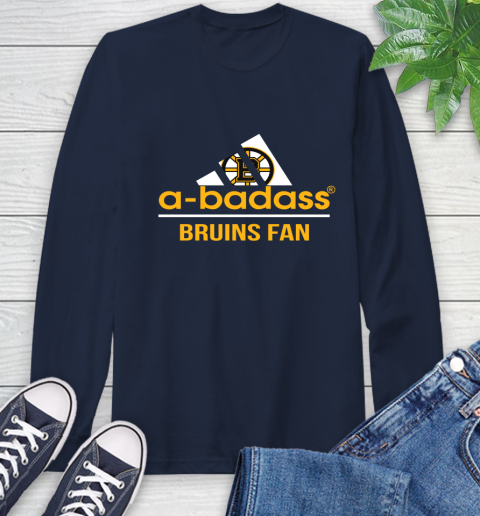 NHL A Badass Boston Bruins Fan Adidas Hockey Sports Long Sleeve T-Shirt 3