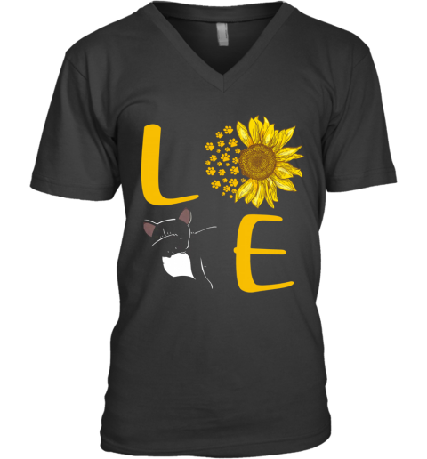 Sunflower Love Pug Dabbing V-Neck T-Shirt