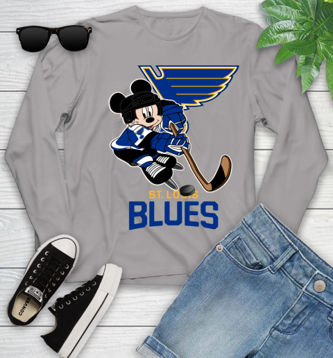 NHL St.Louis Blues Mickey Mouse Disney Hockey T Shirt Youth Long Sleeve 5