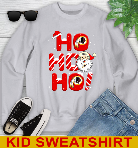 Washington Redskins NFL Football Ho Ho Ho Santa Claus Merry Christmas Shirt Youth Sweatshirt 3