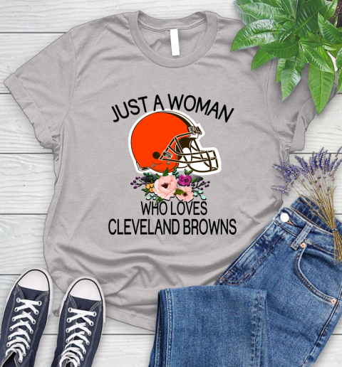 NFL Just A Woman Who Loves Cleveland Browns Football Sports Women's T-Shirt 10