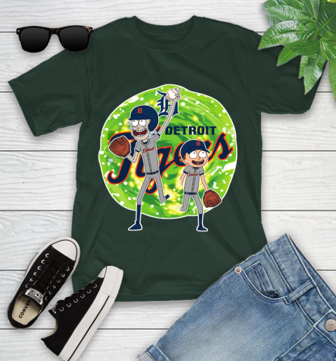 MLB Detroit Tigers Rick And Morty Baseball Sports Youth T-Shirt 5