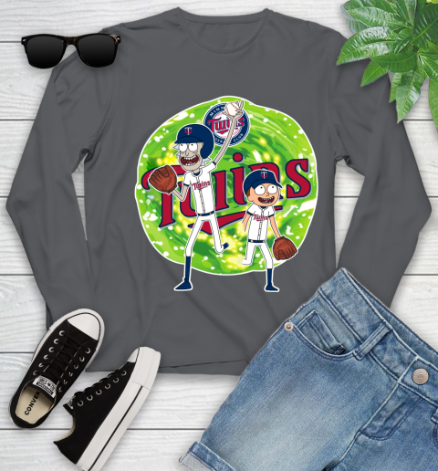 MLB Minnesota Twins Rick And Morty Baseball Sports Youth Long Sleeve 8