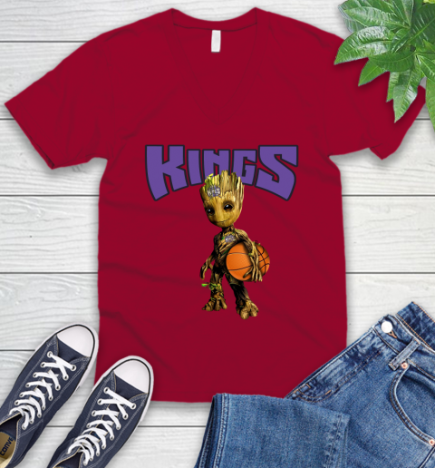 Sacramento Kings NBA Basketball Groot Marvel Guardians Of The Galaxy V-Neck T-Shirt 9 Sacramento Kings NBA Basketball Groot Marvel Guardians Of The Galaxy V-Neck T-Shirt - Image 9