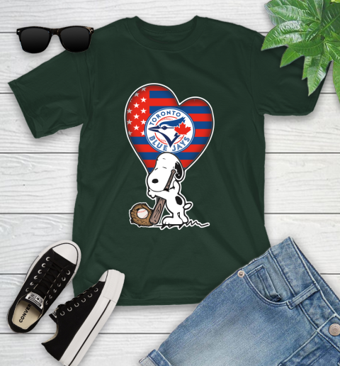 Toronto Blue Jays MLB Baseball The Peanuts Movie Adorable Snoopy Youth T-Shirt 5