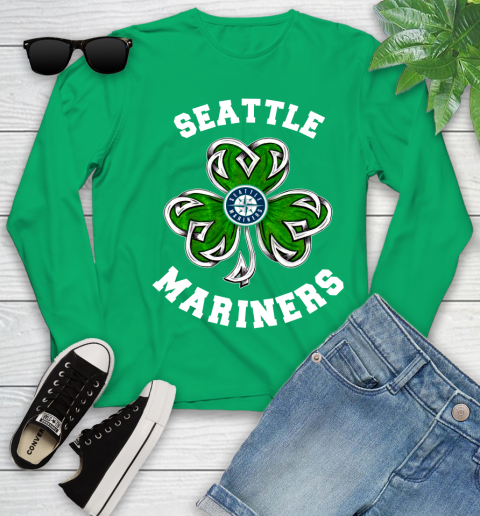 MLB Seattle Mariners Three Leaf Clover St Patrick's Day Baseball Sports Youth Long Sleeve 7