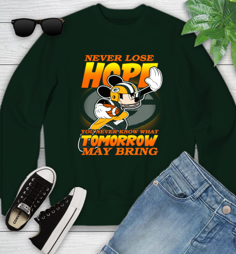 Green Bay Packers NFL Football Mickey Disney Never Lose Hope Youth Sweatshirt 9