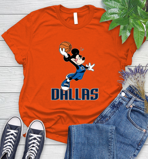 NBA Basketball Dallas Mavericks Cheerful Mickey Mouse Shirt Women's T-Shirt 4