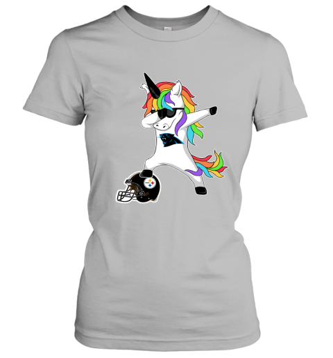 aneo football dabbing unicorn steps on helmet carolina panthers ladies t shirt 20 front sport grey