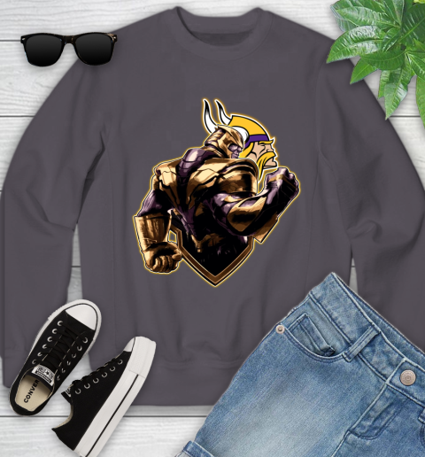 NFL Thanos Avengers Endgame Football Sports Minnesota Vikings Youth Sweatshirt 6