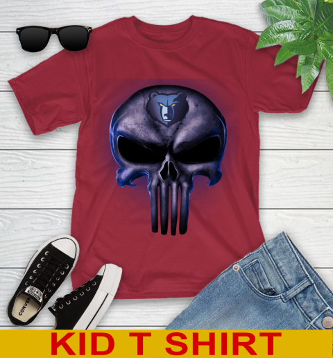 Memphis Grizzlies NBA Basketball Punisher Skull Sports Youth T-Shirt 12
