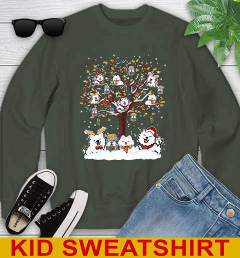 Samoyed dog pet lover light christmas tree shirt 116