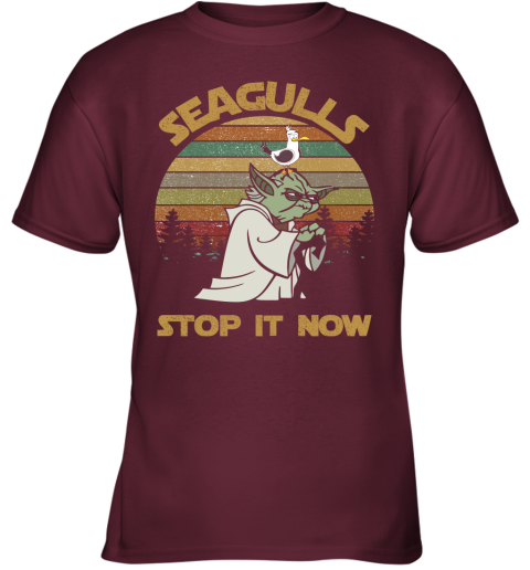 gwhl seagulls stop it now funny yoda star wars vintage shirts youth t shirt 26 front maroon