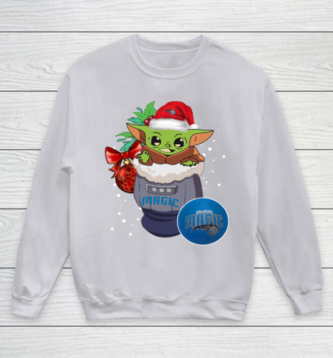 Orlando Magic Christmas Baby Yoda Star Wars Funny Happy NBA Youth Sweatshirt 4