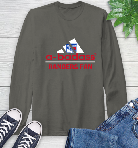 NHL A Badass New York Rangers Fan Adidas Hockey Sports Long Sleeve T-Shirt 9