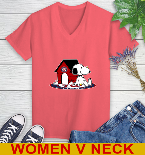 MLB Baseball Washington Nationals Snoopy The Peanuts Movie Shirt Women's V-Neck T-Shirt 7